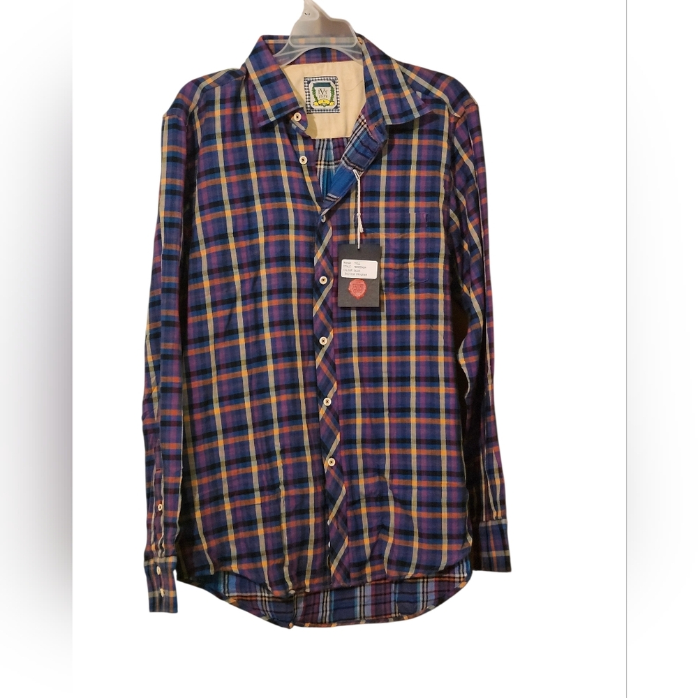 T. Lipson Ivy 1958 Blue Multicolor Plaid Men's Shirt - L